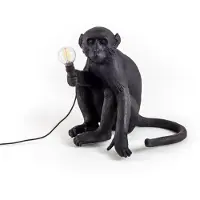 Seletti Monkey Sitting Außen Tischleuchte Schwarz - , Monkey Lamp, Schwarz, Kunststoff, Design