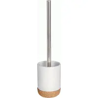 Wenko Corc White WC-Garnitur, Ansprechender, offener Toilettenbürstenhalter ideal für Bad und Gäste-WC, Kork/ Weiß 22625100