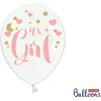 Party Deco Luftballons Its a girl Weiss/Pink Ø 30 cm, 6 Stück