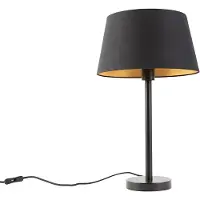 QAZQA Klassische Tischlampe schwarz mit schwarzem Schirm 32 cm - Simplo