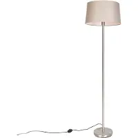 QAZQA Moderne Stehlampe Stahl mit taupefarbenem Schirm 45 cm - Simplo