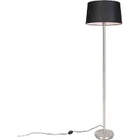 QAZQA Moderne Stehlampe Stahl mit schwarzem Schirm 45 cm - Simplo