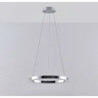 LUCANDE Lyani Pendelleuchte Ø50 Chrome/White - , Lyani, dimmbar, Metallisch, für Wohnzimmer, Metall, Modern
