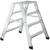 Zarges Klapptritt Seventec RC BP, 40394, aus Aluminium, beidseitig begehbares Arbeitspodest mit 2 x 4 gelochten Stufen