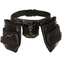 Toolpack Industrieller Werkzeuggürtel, 2 feste Holster, Klebeband- und Hammerhalter, schwarz