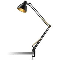 NORDIC LIVING Archi T2 Tischleuchte Schwarz/Gold - , Gold / Messing, für Arbeitszimmer / Büro, Aluminium