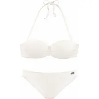 Buffalo Bügel-Bandeau-Bikini "Romance", Damen, Gr. 38, Cup B, beige (creme), Polyamid, strukturiert, unifarben, Bikini-Sets Bügel-Bandeau-Bikini, aus Strukturware