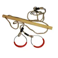 Hermic Trapez Holz mit Ringen Metall Durchm. 3,5x58 cm pp Seil -