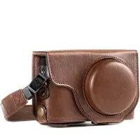 MegaGear MG1259 Panasonic Lumix DC-TZ95, DC-TZ90 Ever Ready Leder Kamera-Case mit Trageriemen - Dunkelbraun