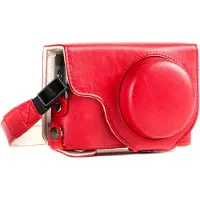 MegaGear MG1262 Panasonic Lumix DC-TZ95, DC-TZ90 Ever Ready Leder Kamera-Case mit Trageriemen - Rot