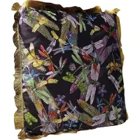 Kare Design Kissen Tropical Garden Fringe, Mehrfarbig, Fransen, Zierkissen, Samtoptik, Dekokissen mit Reißverschluss, 45x45 cm (L/B)