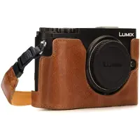 MegaGear MG1443 Panasonic Lumix DC-GX9 Ever Ready Echtleder Kamera-Halbtasche mit Trageriemen - Hellbraun