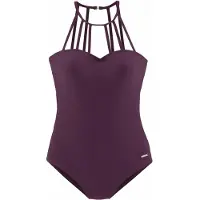 Bruno Banani Badeanzug , Damen, Gr. 34, Cup A/B, rot (bordeaux), Polyamid, Badeanzüge Badeanzug, mit eleganter Ausschnittvariante