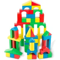 Melissa & Doug 100 Piece Wood Blocks Set, Blau, Grün, Rot, Gelb, Holz, 100 Stück(e), Junge/Mädchen, 2 Jahr(e), Bogen, Zylinder, Rechteckig, Quadratisch, Dreieck