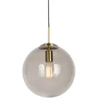 QAZQA Moderne Hängelampe aus Messing mit Rauchglas 30 cm - Ball