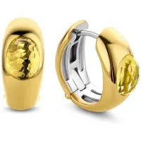 Ti sento Creolen mit citringelben Crystal vergoldet 7805TY