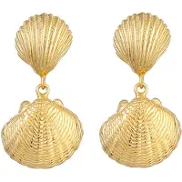 Elli Ohrringe Ohrhänger Herz-Muschel Sommer Strand 925 Silber Elli Gold