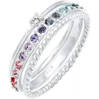 Elli Ring Set Multi-Color Pastell Kristalle 925 Silber Elli Silber