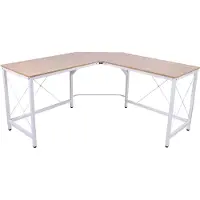 HOMCOM Computertisch L-Form Eckschreibtisch Winkelschreibtisch Natur/ Schwarz