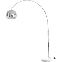 SalesFever Bogenlampe 208 cm | höhenverstellbar | Ø Lampenschirm 30 cm | echter Marmorfuß | B 155 x T 30 x H 208 cm | chrom