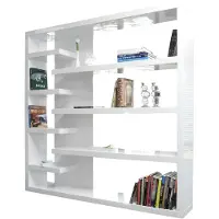 SalesFever Raumteiler-Regal 200x35x200 cm mit 7 Regalböden aus MDF Hochglanz in Weiß | Gr.: onesize
