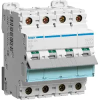 Hager HAG NDN425 Leitungsschutzschalter 4 polig 10kA D-Charakteristik 25A 4 Module