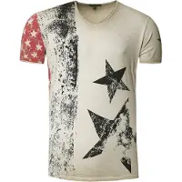 Rusty neal USA T-Shirt Stars and Stripes V-Neck im Used-Look