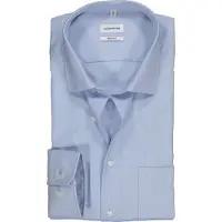 Seidensticker Businesshemd "Schwarze Rose", Herren, Gr. M40, normale Ärmellängen, blau, 100% Baumwolle, unifarben, regular fit, 2-Knopf-Manschette, Hemden Businesshemd, Regular 1/1 Kentkragen Uni