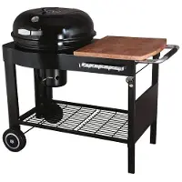 Tarrington House Holzkohlegrill Calgary, Grillfläche Ø 54 cm, Seiten- und Untenablage, fahrbar, Stahl/Eukalyptusholz, schwarz