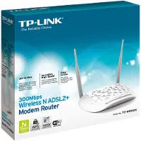 TP-LINK TD-W8961N, Wi-Fi 4 (802.11n), Einzelband (2,4GHz), Ethernet/LAN, ADSL, Grau, Weiß, Tabletop-Router
