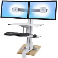 Ergotron desk stand, WorkFit-S dual, worksurface+, keyboard tray, adjustable, 24 inch