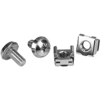 StarTech.com .com M6 Rack Schrauben und M6 Käfigmuttern - 20 Pack - M6 Muttern - Server Schrank Montageschrauben - Schrauben für Rack - Silber (Packung mit 20)