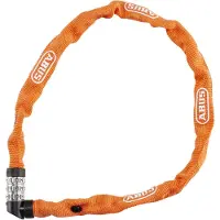 ABUS Kettenschloss 1200 Web – Zahlenschloss mit 3-stelliger Kombination – Kette aus gehärtetem Stahl – Leichtes Fahrradschloss mit Farbauswahl – Fahrradzubehör – 60 cm – Orange