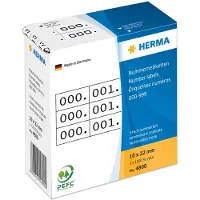 Herma Nummernetiketten dreifach selbstklebend 10x22 mm weiß/schwarz, Schwarz, Weiß, Papier, Deutschland, 10 mm, 22 mm, 3000 Stück(e)