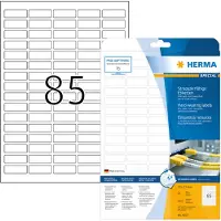 Herma Folienetiketten 8337, selbstklebend, besonders stark haftend, wetterfest, bedruckbar, B 37 x H 13 mm, Folie, weiß, 2125 Stück/25 Blatt
