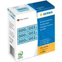 Herma Nummernetiketten dreifach selbstklebend 10x22 mm blau/schwarz, Schwarz, Blau, Papier, Deutschland, 10 mm, 22 mm, 3000 Stück(e)