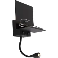 QAZQA Moderne Wandleuchte schwarz 2-flammig mit USB und Flexarm - Flero