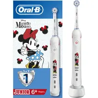 Oral-B PRO Pro2 Junior Minnie, Kind, Rotierende-vibrierende Zahnbürste, Tägliche Pflege, Sensibel, 45000 Bewegungen pro Minute, Weiß, 9900 Bewegungen pro Minute
