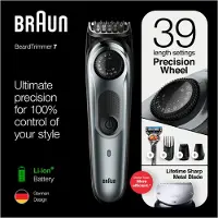 Braun BeardTrimmer BT7220, Waschbar, Wechselstrom/Batterie, Schwarz, Grau