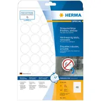 Herma Folienetiketten 4571, selbstklebend, wiederablösbar, wetterfest, bedruckbar, Ø 30 mm, weiß, 960 Stück/20 Blatt
