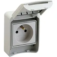 Schneider Electric 81140 Anbausteckdosen, grau, 2p+E, 10/16A, 250 V, Frankreich, IP65