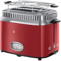 Russell Hobbs Toaster [für 2 Scheiben] Retro Edelstahl Rot (Countdown-Anzeige im