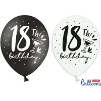 Party Deco Strong Balloons 30cm, 18th! Birthday, mix (1 pkt / 50 pc.)