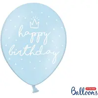 Party Deco Strong Balloons 30cm, happy..., P. B. Blue (1 pkt / 50 pc.)