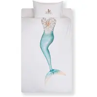 Snurk Baumwollbettwäsche Mermaid 135 x 200 cm+ 80 x 80 cm Farbe weiss mit Fotodruck