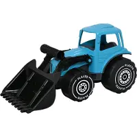 Plasto Tractor with frontloader. Turquoise. 32 cm