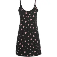 Vivance Negligé schwarz Gr. 32/34 für Damen. Rundhals und Allover-Druck. Figurumspielend. Nachhaltig.