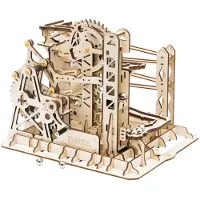 Robotime Bausatz Kugelbahn Elevator Coaster Holz braun 224-teilig