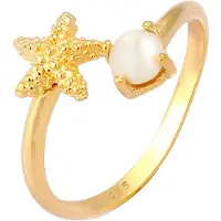 Elli Ring 925 Sterling Silber Seestern in Gold | Gr.: onesize