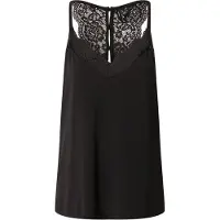 Vero Moda Spitzentop "VMANA", Damen, Gr. M, schwarz, Jersey, Obermaterial: 95% Polyester, 5% Elasthan, unifarben, figurumspielend hüftlang, V-Ausschnitt, Tops Spitzentop